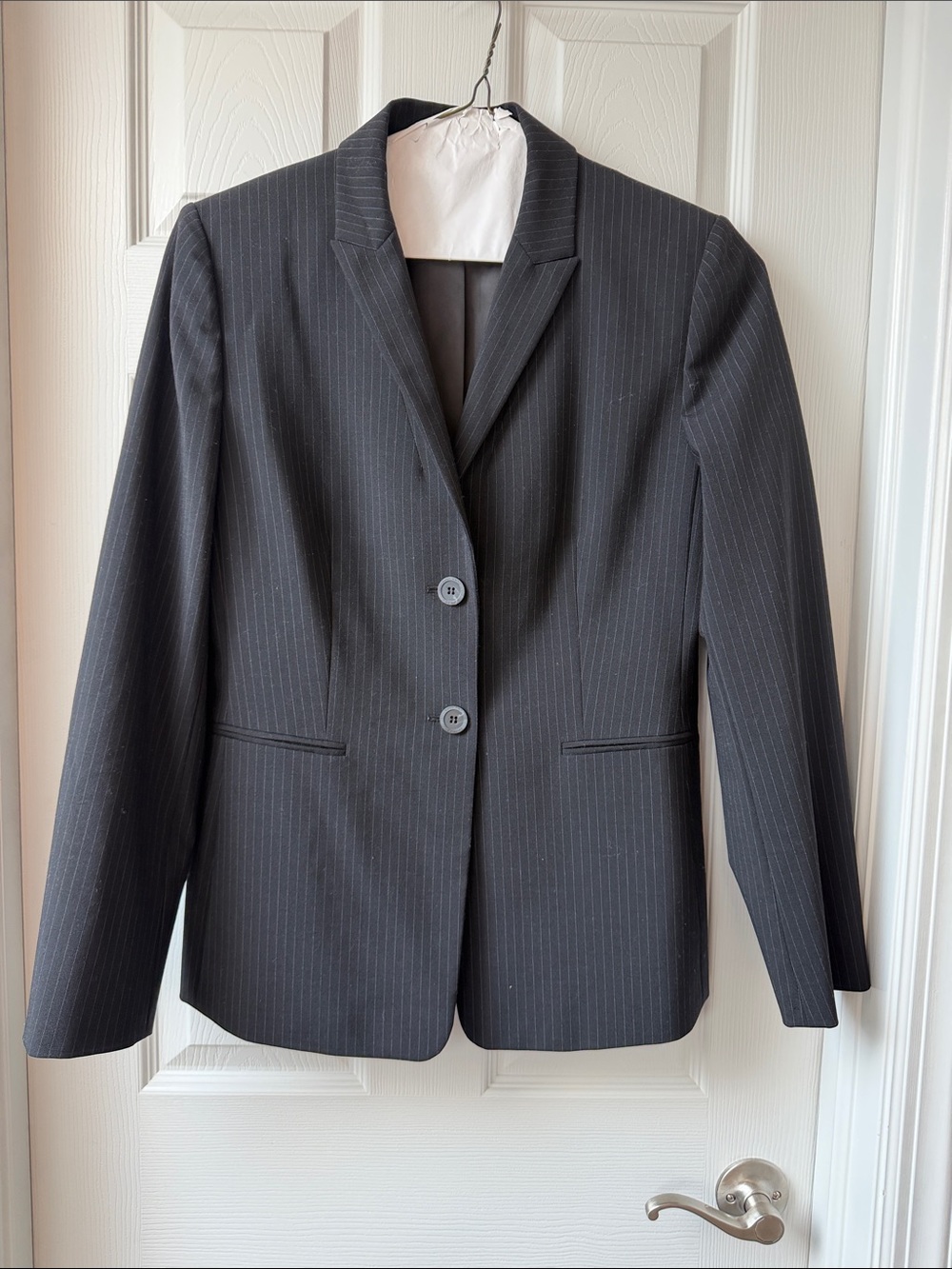 Calvin Klein Black Pinstripe Blazer | Size 6 | Career Office Jacket